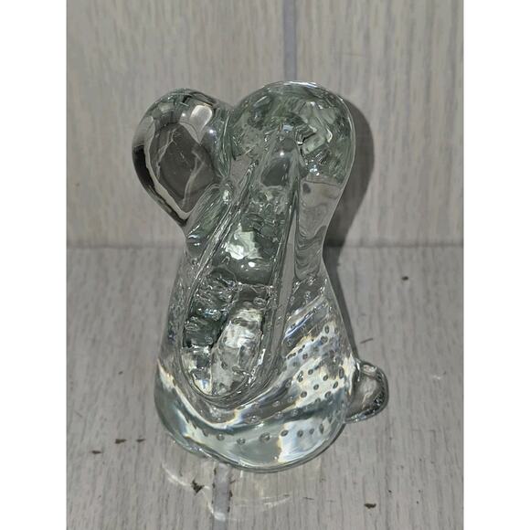 Vtg Hand Blown Art Glass Hound Dog Paperweight Controlled Bubbles Clear Puppy - Picture 3 of 11